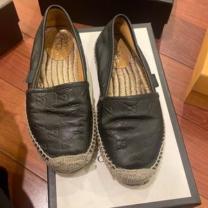 Used Gucci authentic signature leather espadrilles